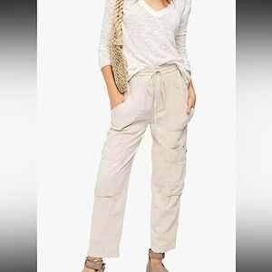 FREE PEOPLE Feelin Good Utility Pull On Linen Pants Size XS